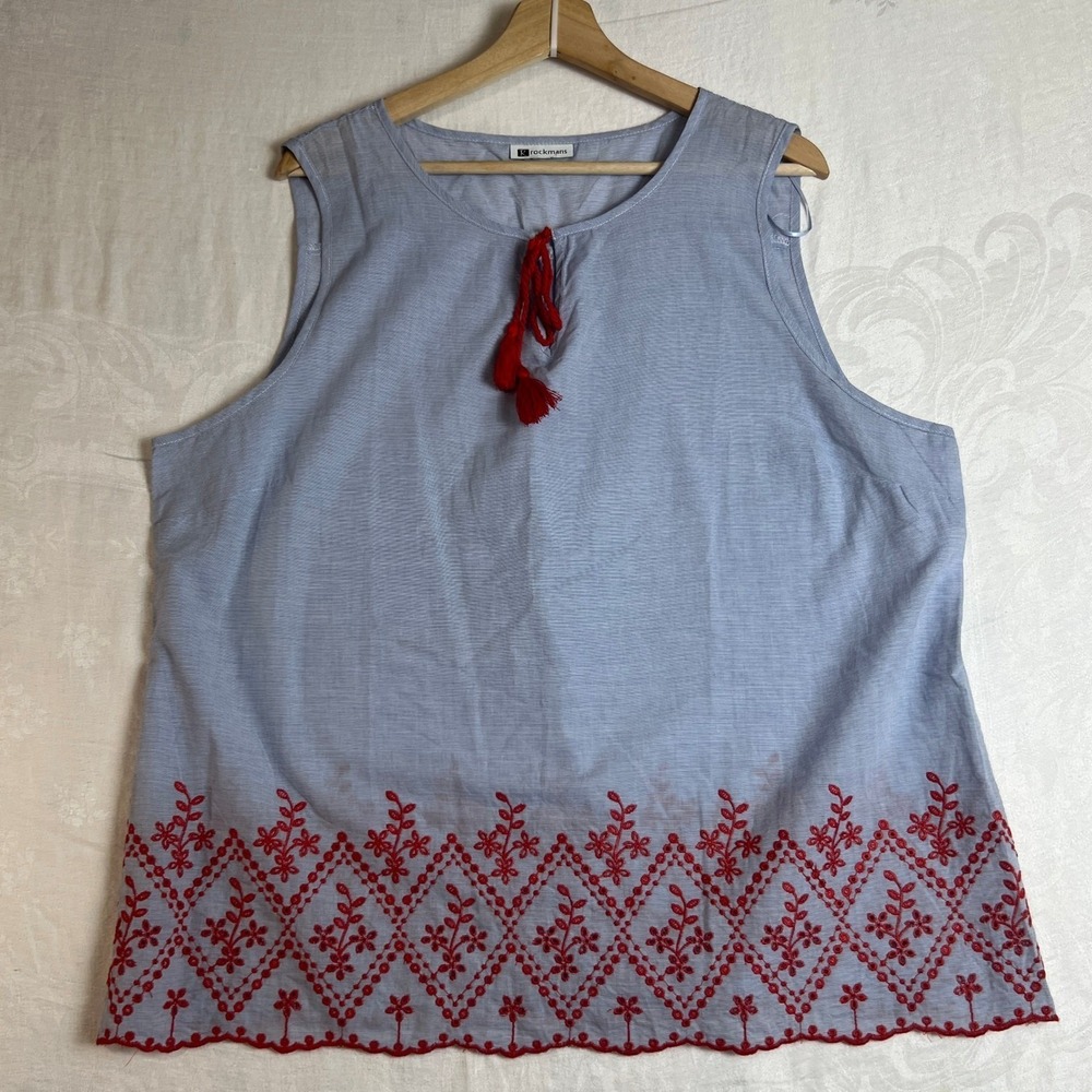 100% Cotton Boho Embroidered‎ Tank Top Womens Small Summer Costal Vacation